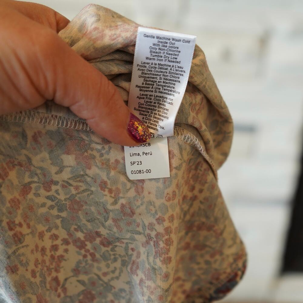 Nation LTD Celine Puff Sleeve Floral Cherry Blossom Pima Cotton Top Size XS - Picture 9 of 11